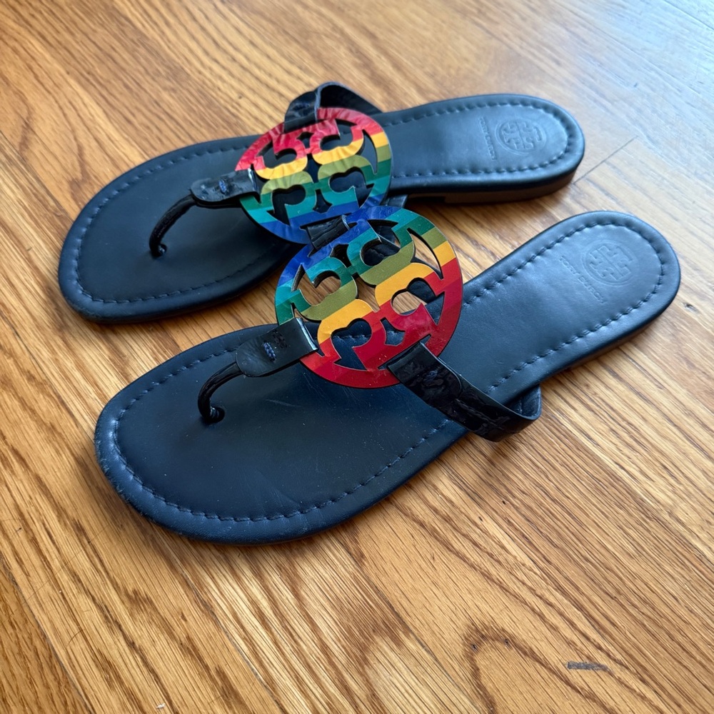 Tory Burch rainbow patent leather Miller sandals 9.5 - Picture 2 of 8